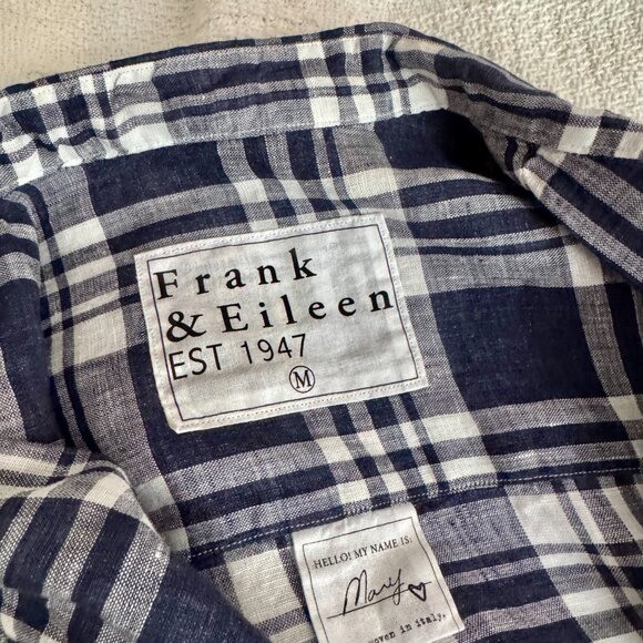 NWOT Frank & Eileen MARY Navy and White Plaid Linen Shirt Dress - Picture 7 of 9